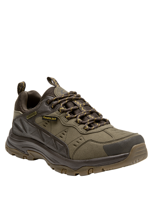 Zapatilla de cuero taupe para hombre, taco plano, cómoda para caminar en exteriores.