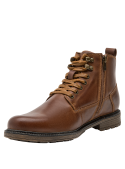 botín de cuero café para hombre, estilo outdoor, ideal para aventuras