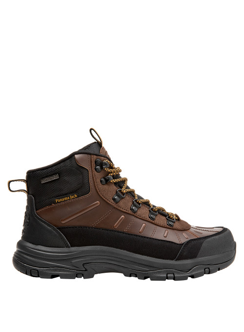 Botín sintético para hombre en tono café, perfecto para actividades al aire libre.