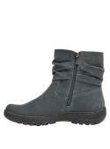 Botín casual azul de mujer, material de cuero, adecuado para look urbano.