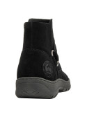 Botín negro de cuero para mujer, con taco plano de 4 cm, cómodo para explorar.