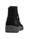 Botín negro de cuero para mujer, con taco plano de 4 cm, cómodo para explorar.
