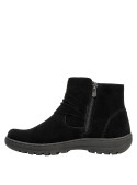 Botín negro de cuero para mujer, con detalle lateral, perfecto para un look versátil.