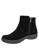 Botín negro de cuero para mujer, estilo casual, ideal para actividades diarias.