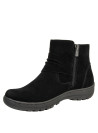Botín negro de cuero para mujer, estilo casual, ideal para actividades diarias.