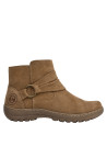 Botín de mujer camel, estilo casual, con taco plano de 4 cm, recomendado para paseos y citas.