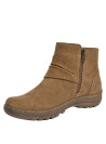 Botín mujer camel cuero estilo casual, ideal para exploraciones urbanas y naturaleza.