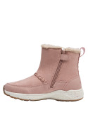Bota rosada para niña, con taco plano de 3 cm, adecuada para actividades al aire libre y aventuras cotidianas.