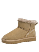 Pantufla mujer camel casual para descanso, material sintético, ideal para días fríos.