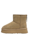 Calzado casual para mujer en color camel, con forro de chiporro para mayor calidez.