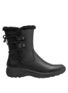 Bota de cuero negro para mujer, estilo casual, ideal para actividades urbanas y aventuras diarias.