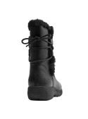 Bota de cuero negro para mujer, estilo casual, ideal para actividades urbanas y aventuras diarias.