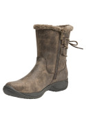 Bota mujer café casual cuero, ideal para días fríos y actividades urbanas.