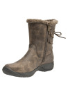 Bota mujer café casual cuero, ideal para días fríos y actividades urbanas.