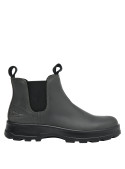 Botines de cuero gris para mujer, con taco bloque de 4 cm, para comodidad en el día a día.