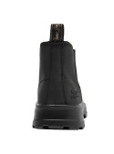 Calzado negro de cuero para mujer, con elásticos en los costados, recomendado para actividades versátiles.