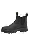 Botín Chelsea negro para mujer, de cuero, ideal para paseos urbanos y escapadas al aire libre.