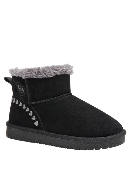 Pantuflas negras para mujer, estilo casual, material sintético, ideales para descansar.