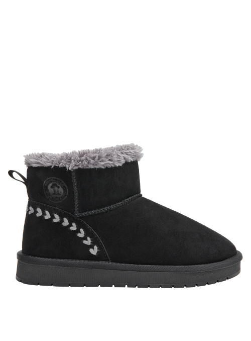 Pantuflas negras para mujer, estilo casual, material sintético, ideales para descansar.
