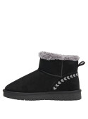 Pantuflas negras para mujer, estilo casual, material sintético, ideales para descansar.
