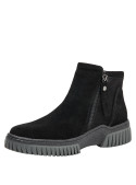 Botín negro de mujer, estilo casual, cuero, ideal para explorar la ciudad.