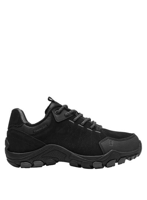Zapatillas sintéticas negras para hombre, estilo casual, perfectas para combinar con jeans o pantalones cargo.