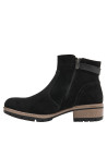 Botín negro casual de cuero para mujer, ideal para días dinámicos y confortables.