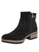 Botín negro de cuero para mujer, estilo casual, ideal para actividades urbanas.