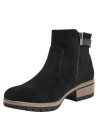 Botín negro de cuero para mujer, estilo casual, ideal para actividades urbanas.