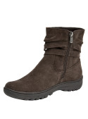 Botín de cuero café para mujer, estilo casual, ideal para actividades al aire libre.