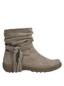 Botín taupe de mujer, elegante y cómodo, recomendado para paseos urbanos.