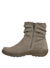 Botín de cuero taupe para mujer, estilo bohemio, combina bien con faldas y jeans.
