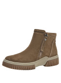 Botín taupe de cuero para mujer, estilo casual, ideal para actividades diarias.
