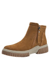 Botín camel de cuero para mujer, estilo casual, ideal para actividades al aire libre.