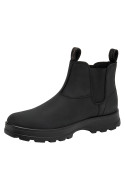 Botín de cuero resistente negro para hombre, taco plano de 4.5 cm, ideal para el día a día.
