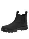 Botín de cuero resistente negro para hombre, taco plano de 4.5 cm, ideal para el día a día.