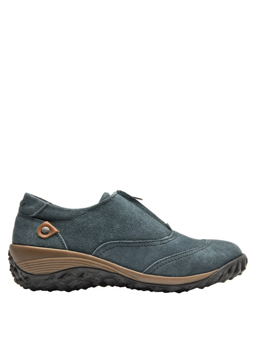 Zapatos planos de cuero azul para mujer, perfectos para combinar con pantalones o vestidos.