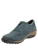 Zapatos casuales de cuero azul para mujer, ideales para actividades diarias y confort.
