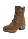 Botín de cuero camel para mujer, estilo casual, ideal para actividades urbanas.
