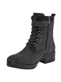 botín negro mujer cuero casual con taco bloque de 5 cm