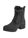 botín negro mujer cuero casual con taco bloque de 5 cm