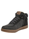 Zapatilla negra para niño de estilo urbano, diseño moderno en material sintético ideal para actividades al aire libre.