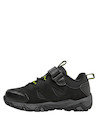 Zapatilla sintética negra para niño con taco plano de 5 cm, perfecta para comodidad y resistencia.
