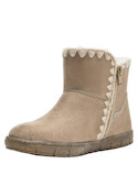 Botín beige casual para niña, diseño acogedor de material sintético, ideal para actividades al aire libre.