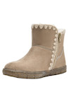 Botín beige casual para niña, diseño acogedor de material sintético, ideal para actividades al aire libre.
