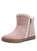 Botín rosado para niña, estilo casual, confeccionado en material sintético, ideal para actividades diarias.