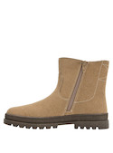 Botín beige para niña con suela plana de 3 cm, ideal para paseos.