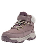 Botín lila sintético para niña, estilo outdoor, ideal para aventuras diarias con diseño robusto.
