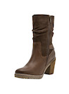 Botas de cuero café para mujer, estilo casual, perfectas para combinar con jeans o vestidos.