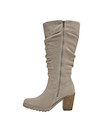 Vista lateral de las botas taupe de cuero, diseño ligero y textura rústica ideal para el día a día.